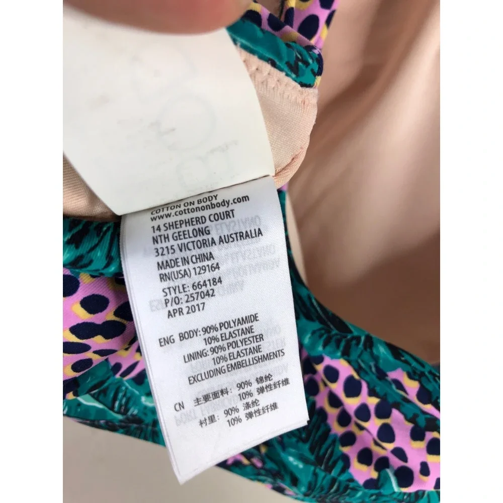 Cotton On Body Womens Medium Tropical Racerback Swim Top Green Purple 664184